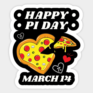 Happy Pi Day March 14 Heart Pizza Sticker